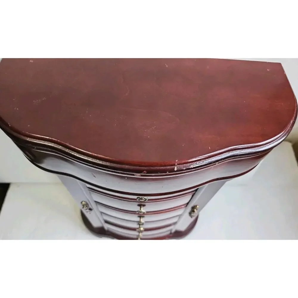 Hives and Honey Patricia style Large jewelry Box Dark Cherry Etched Glass Mirror